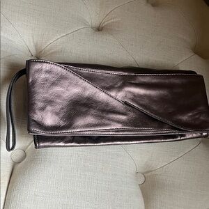 Hilary Radley Gray Matallic Fold Over Clutch